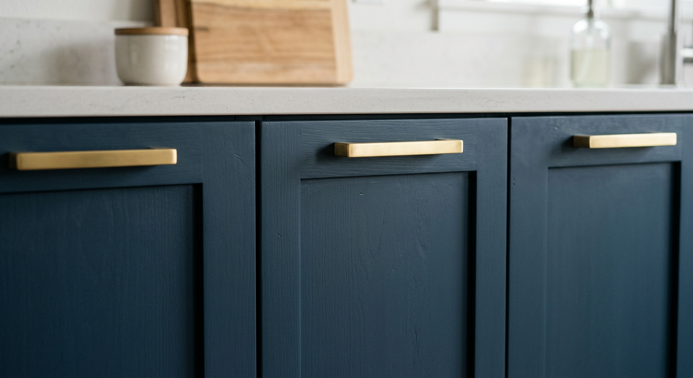Newly refreshed kitchen cabinets with modern hardware in a Sammamish, WA home.