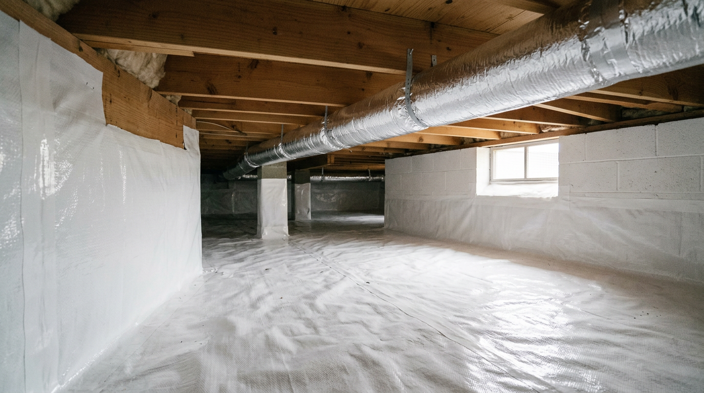 A clean, dry crawlspace in an Edmonds home, a key part of effective mold prevention.
