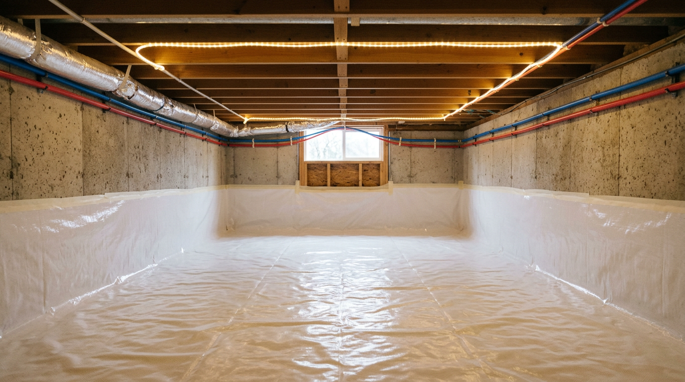 A clean and professionally sealed crawlspace after a House Spouse assessment in Bellevue, WA.