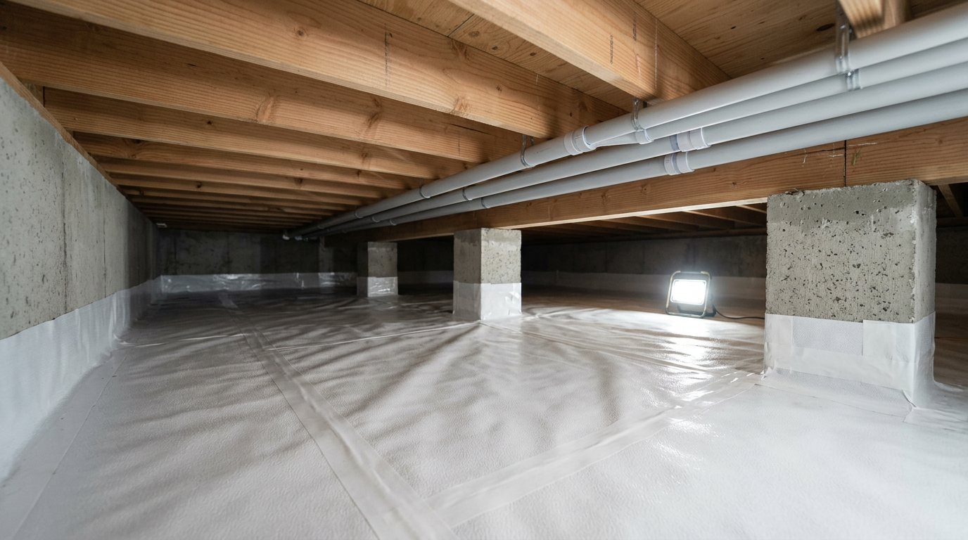 A clean and dry crawlspace in a Monroe, WA home after a professional assessment and repair.