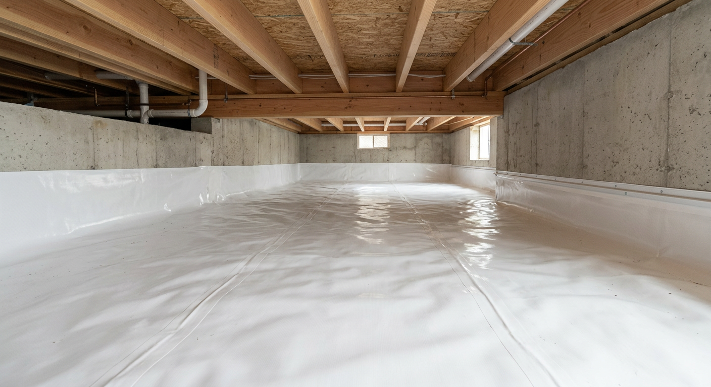 A clean and dry crawlspace in a Sammamish home after a professional vapor barrier installation by House Spouse.