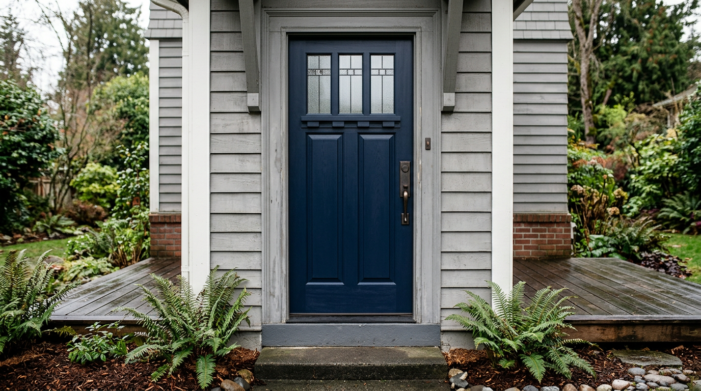 A newly installed craftsman-style front door on a home in Lake Stevens, WA.