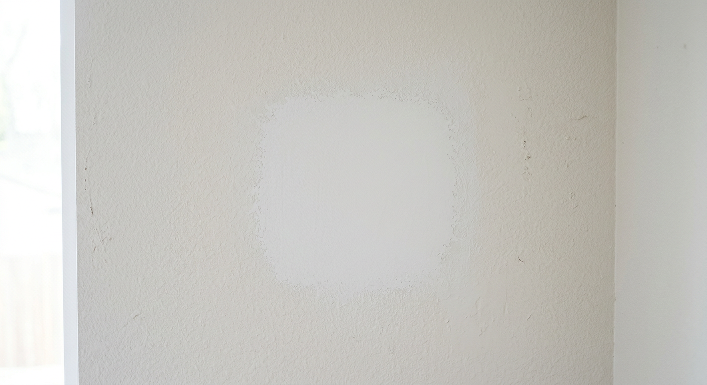 A flawlessly repaired and textured drywall patch on a residential wall in a Shoreline, WA home.