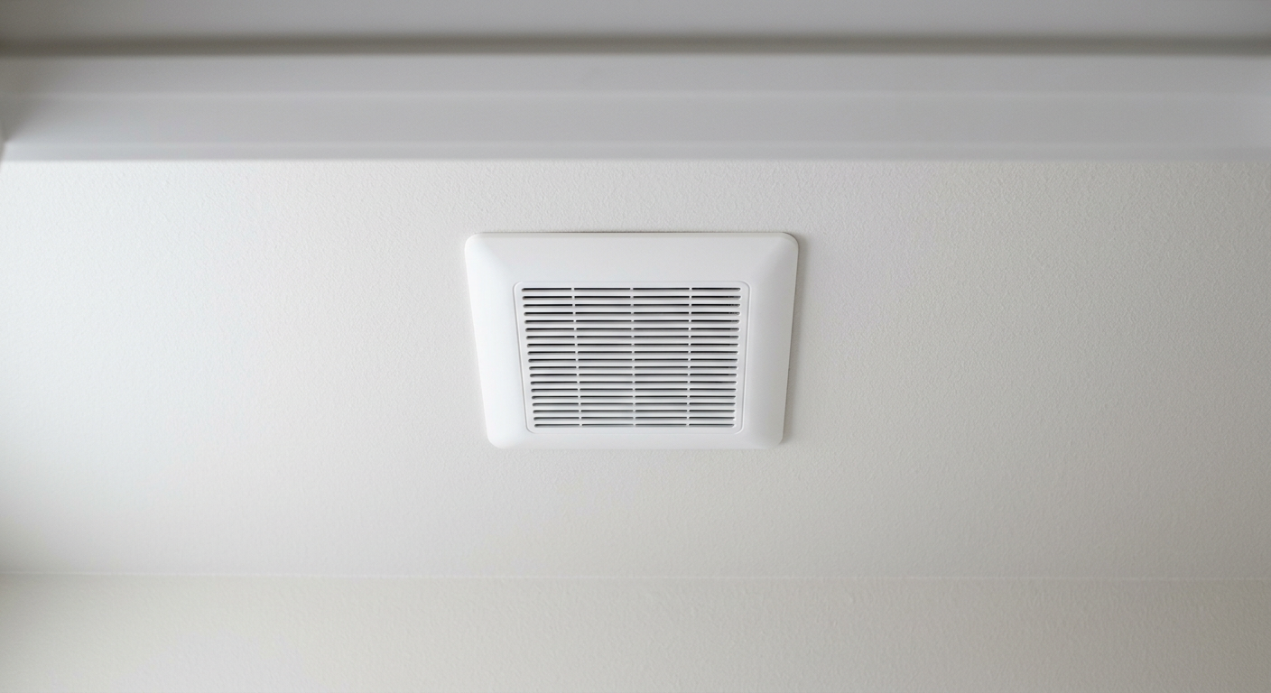 A new bathroom exhaust fan installed in an Everett home ceiling to help with mold prevention.