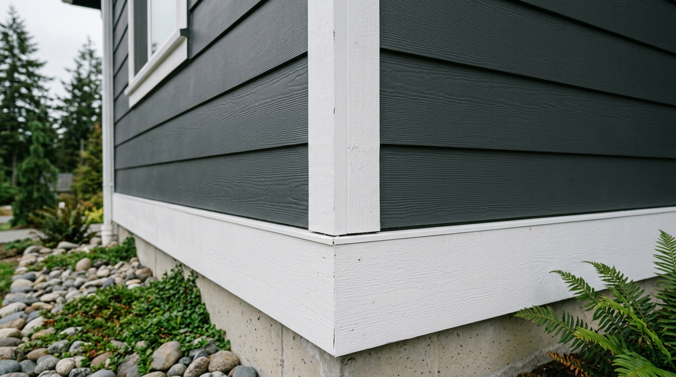 Freshly completed exterior painting on a home in Mukilteo, WA, with clean lines on the siding and trim.