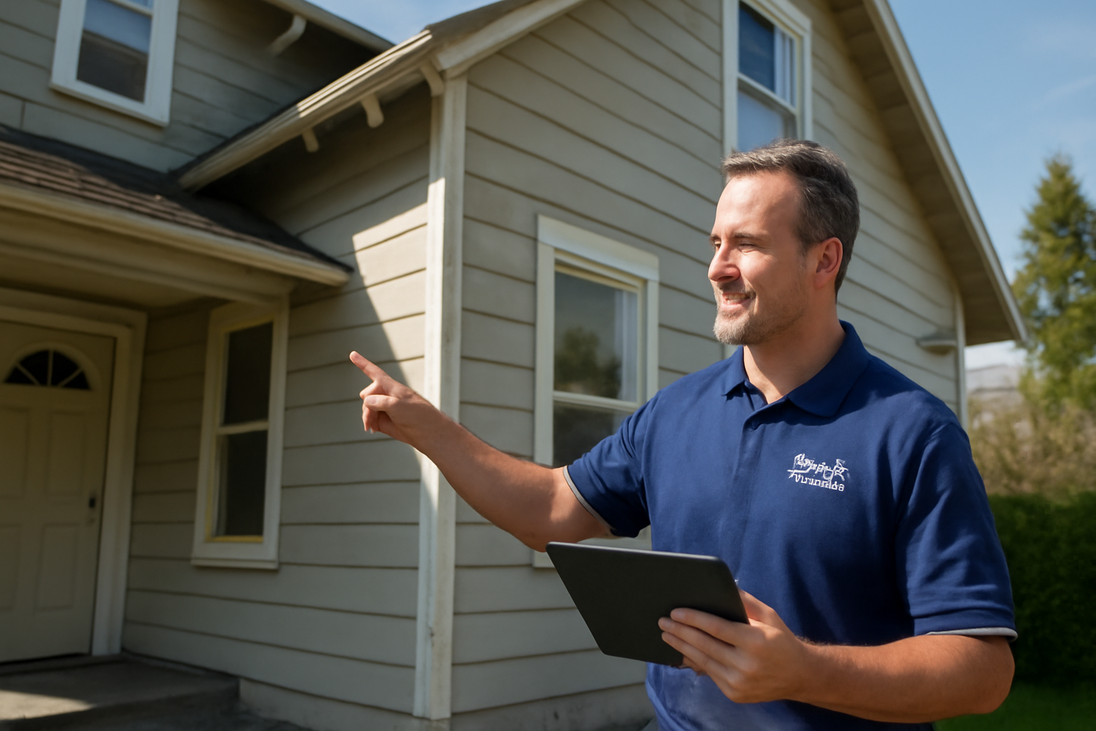 A House Spouse technician performing a Home Health Assessment on a house in Everett, WA.