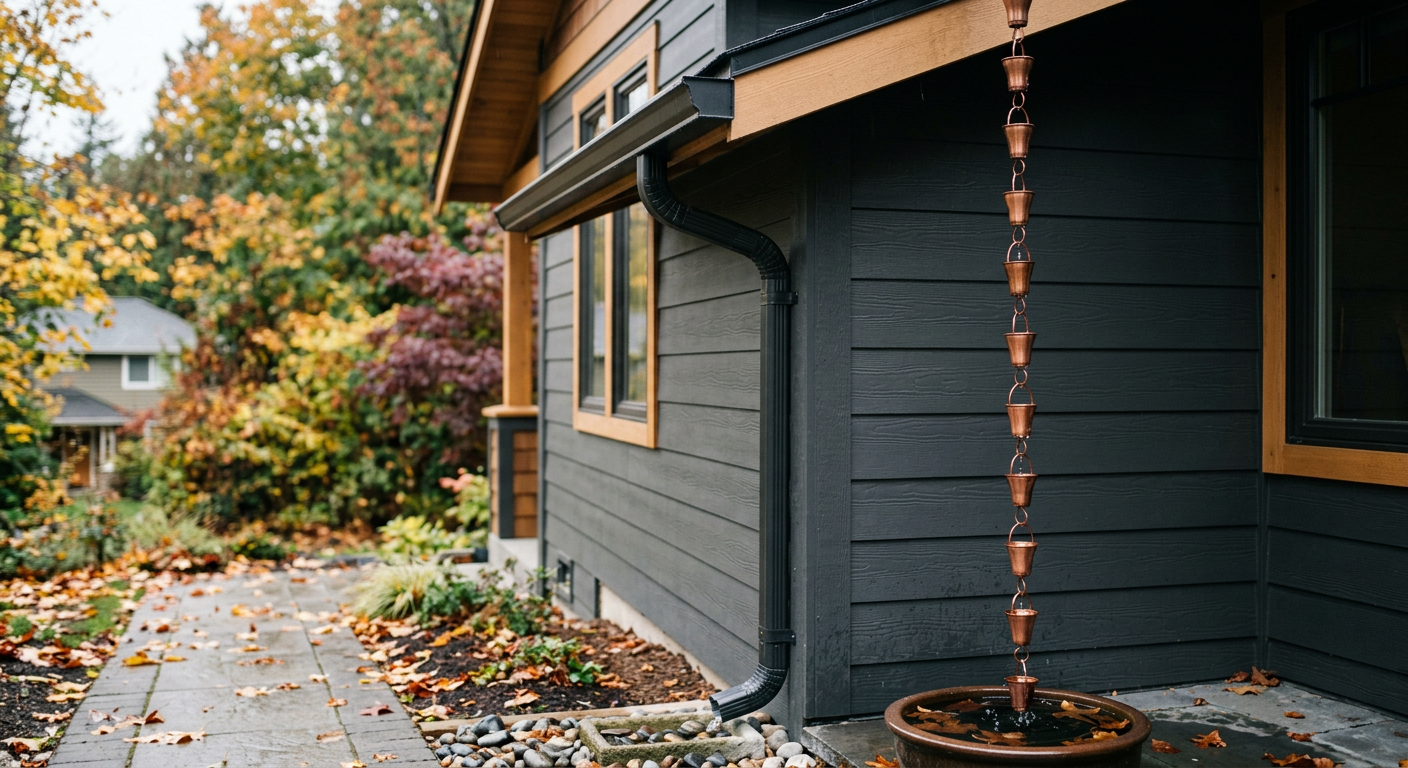 A close-up of a clean, functional gutter on a beautiful home in Kirkland, WA, ready for the fall rainy season.