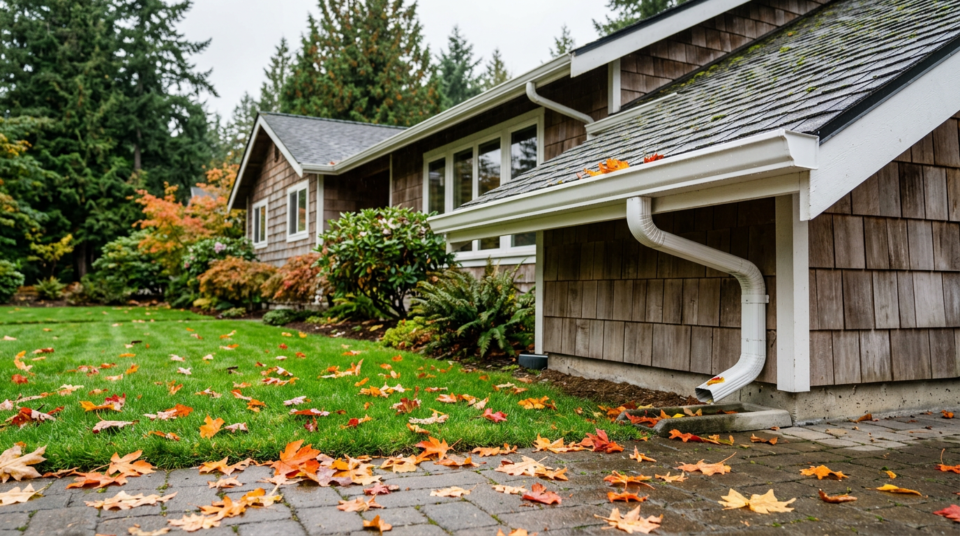 A well-maintained home with clean gutters in Lake Stevens, WA, showing the value of a home maintenance program.
