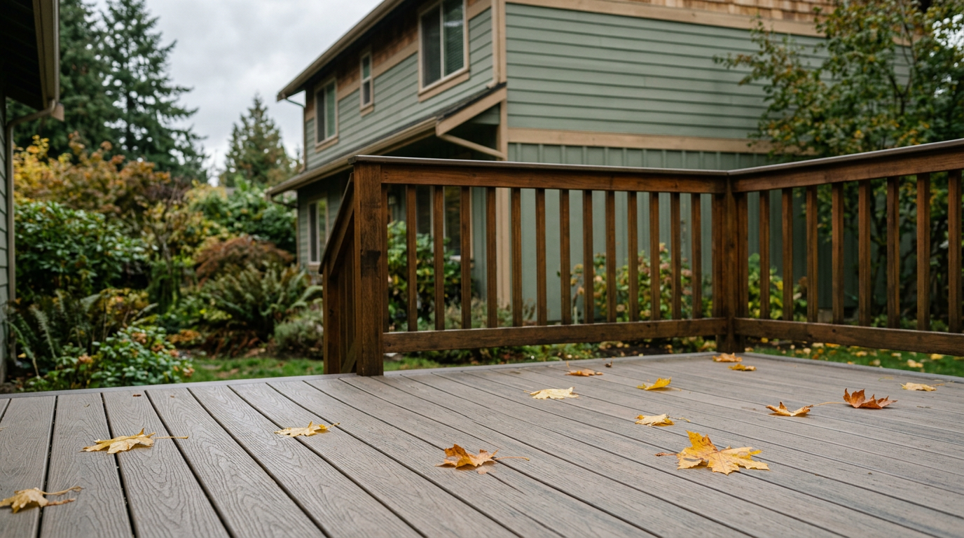 Well-maintained deck on a home in Northgate, WA, showcasing the benefits of a home maintenance program.