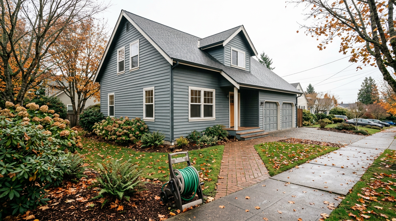 A well-maintained two-story home in West Seattle ready for fall, a benefit of a home maintenance program.
