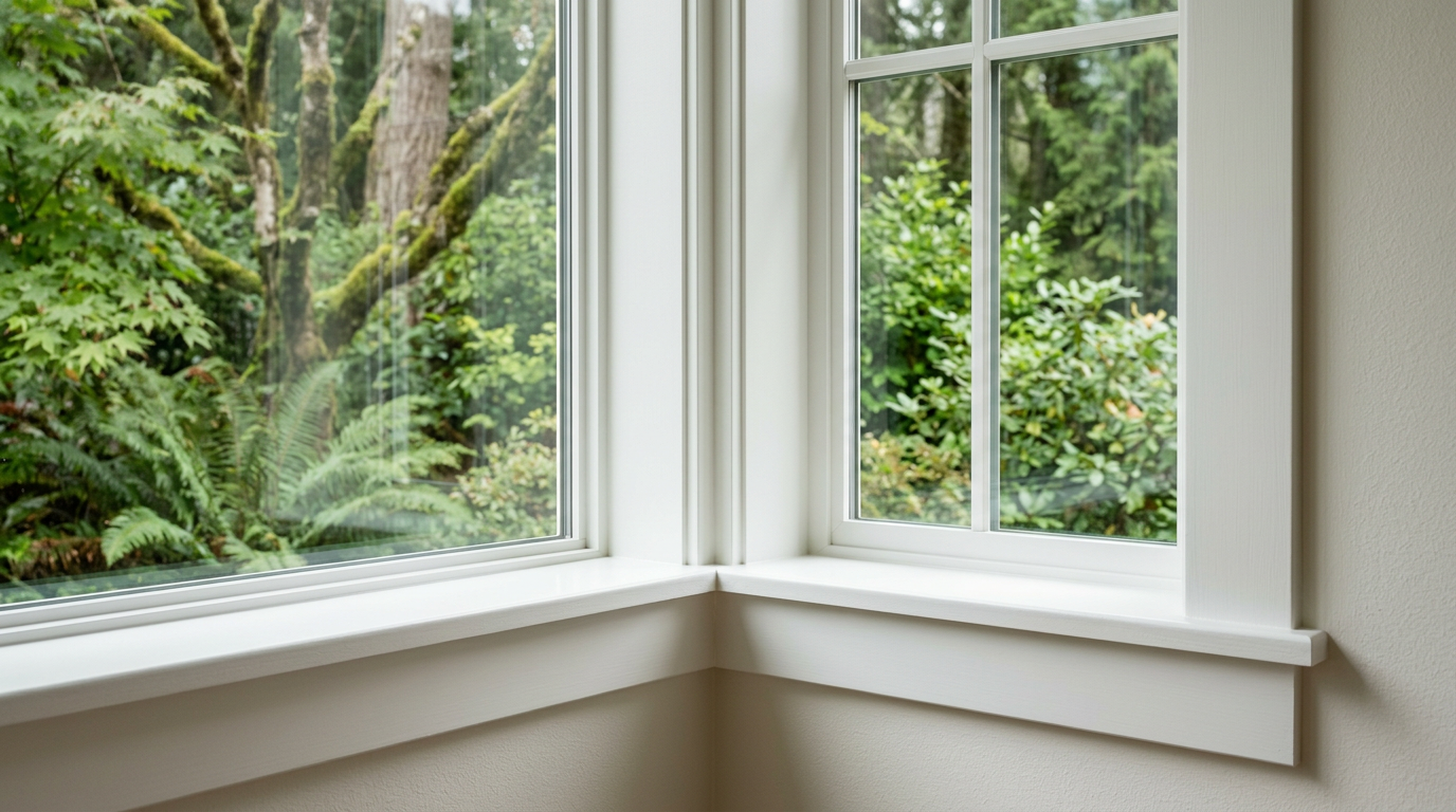 Crisp white interior window trim after a professional interior painting job in Yarrow Point.