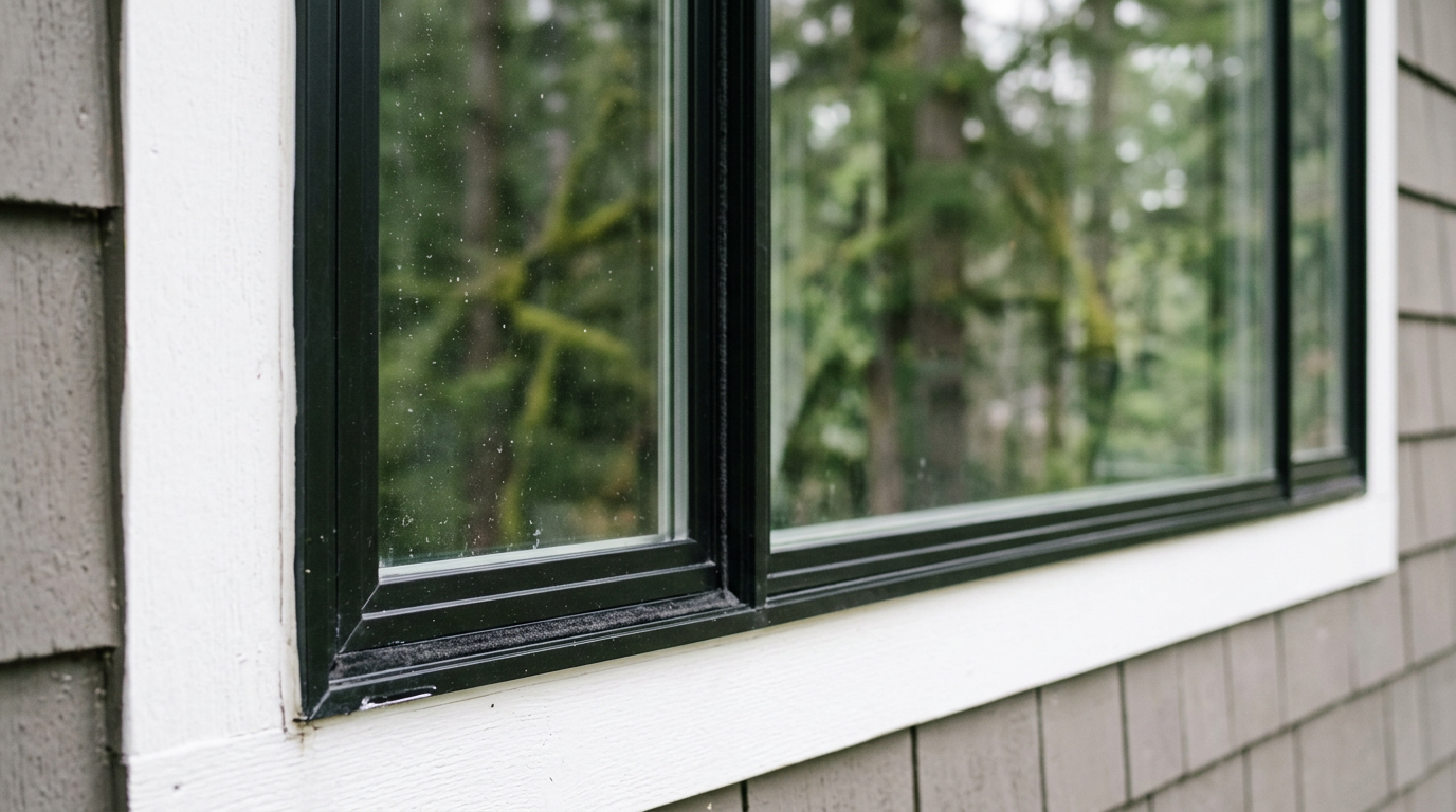 A clear, double-paned window with a healthy seal, showing the importance of window maintenance for a Mill Creek home.