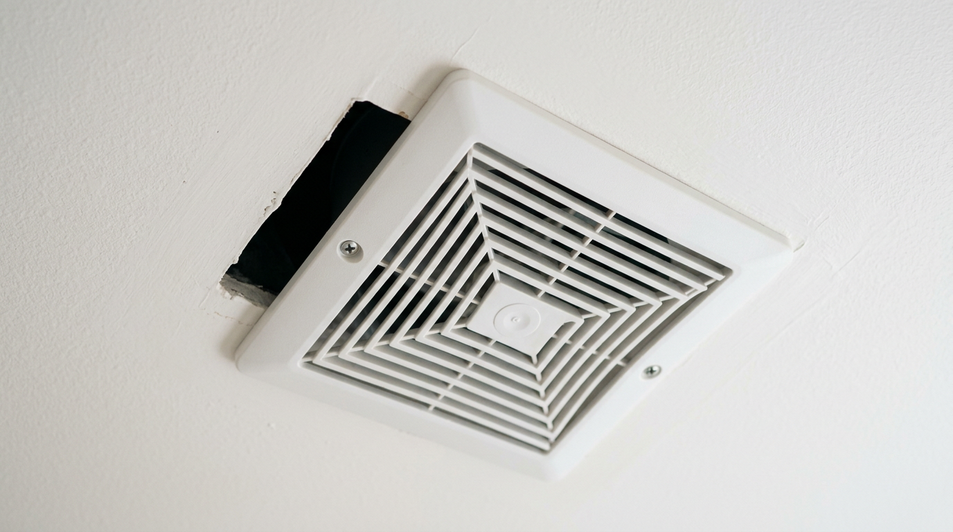 A new bathroom ventilation fan installed in an Edmonds home to help with mold prevention.