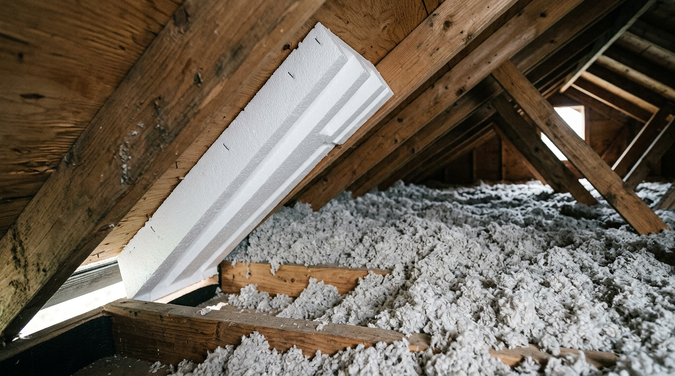 Proper attic ventilation with a baffle installed to prevent mold in a Mill Creek, WA home.