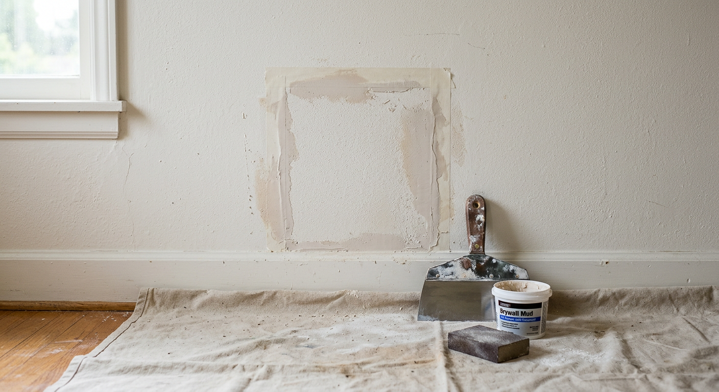 A perfectly repaired and texture-matched section of a wall in a Redmond home after professional drywall repair.