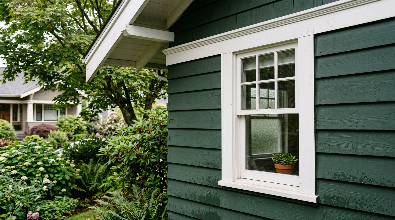 The clean exterior corner of a well-maintained home in Seattle after a Home Health Assessment.