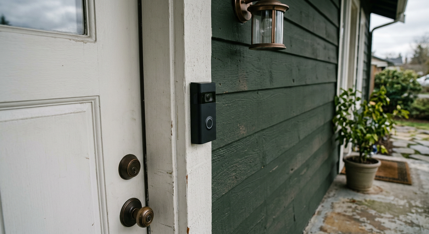 A newly installed smart video doorbell on a home in Snohomish, WA.