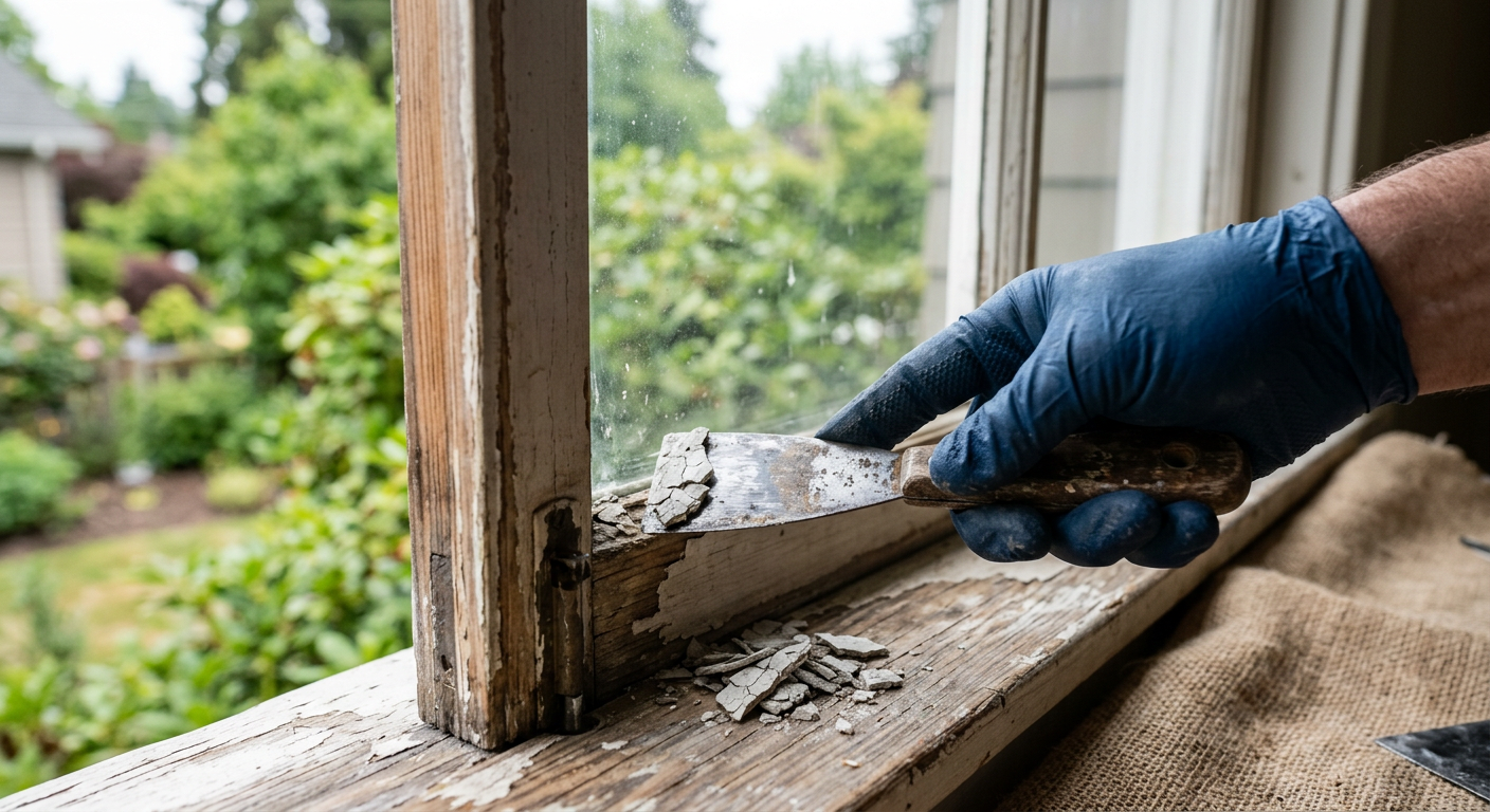 A House Spouse handyman performing window repairs on a home in Magnolia, WA.